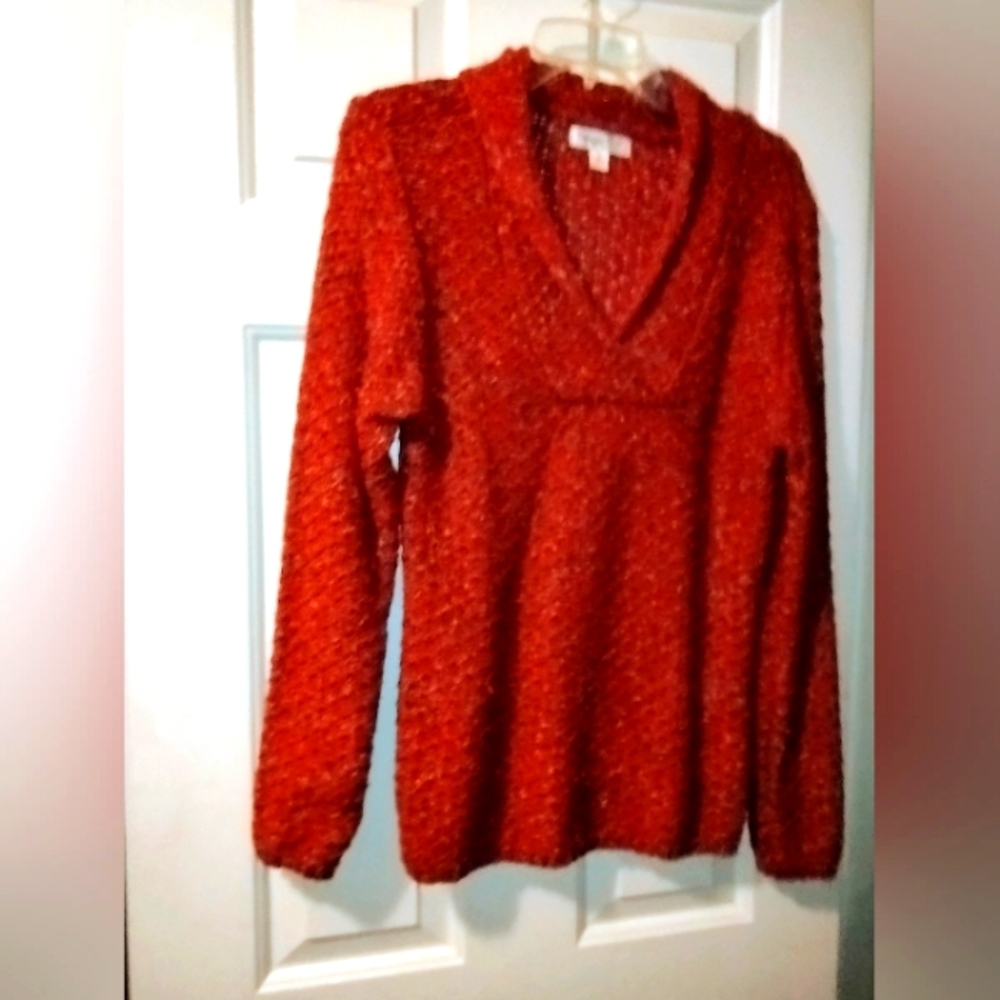 Coldwater Creek Red Shawl Collar Sweater, Medium